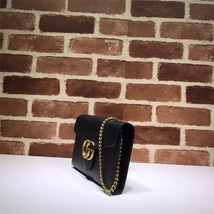 Replica Gucci GG Marmont Leather Chain Wallet 401232 A7M0T 1000 (3)