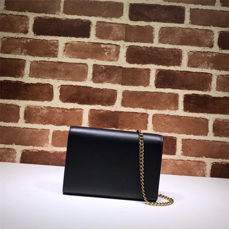 Replica Gucci GG Marmont Leather Chain Wallet 401232 A7M0T 1000 (4)
