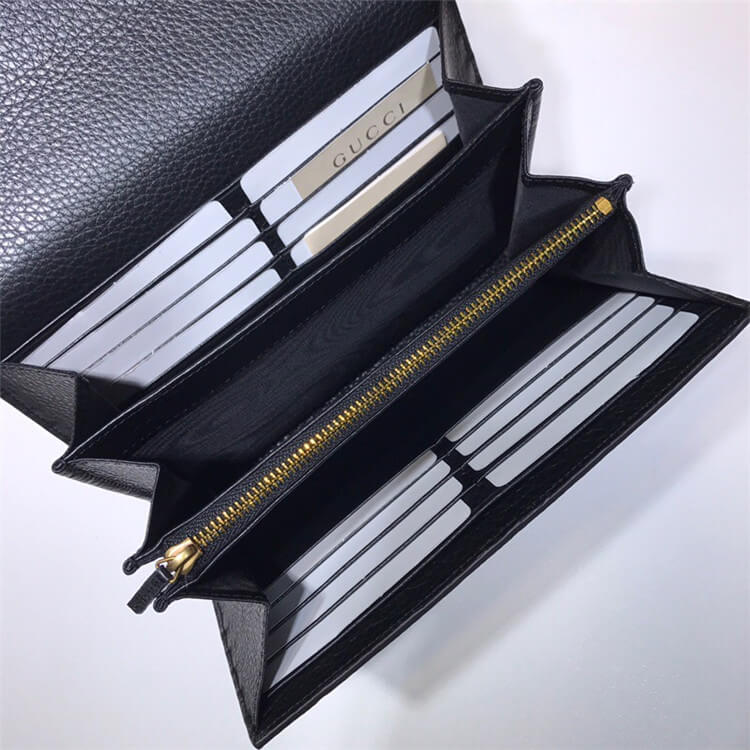 Replica Gucci GG Marmont Leather Chain Wallet 401232 A7M0T 1000 (5)