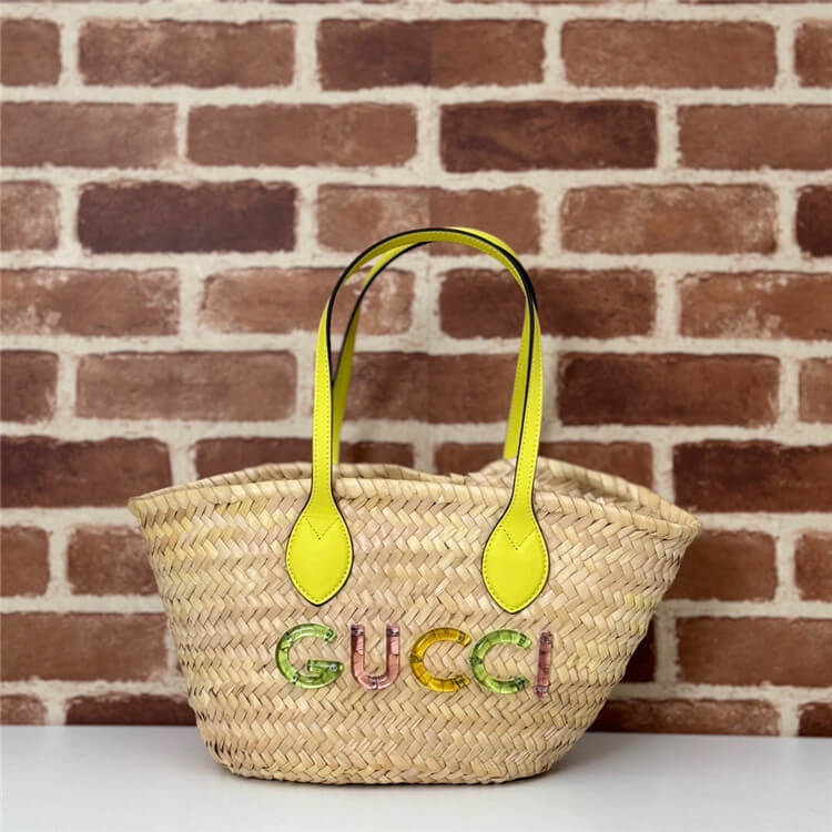 Replica Gucci Mini Straw Tote With Gucci Logo 782381 9AAE6 9563 (2)