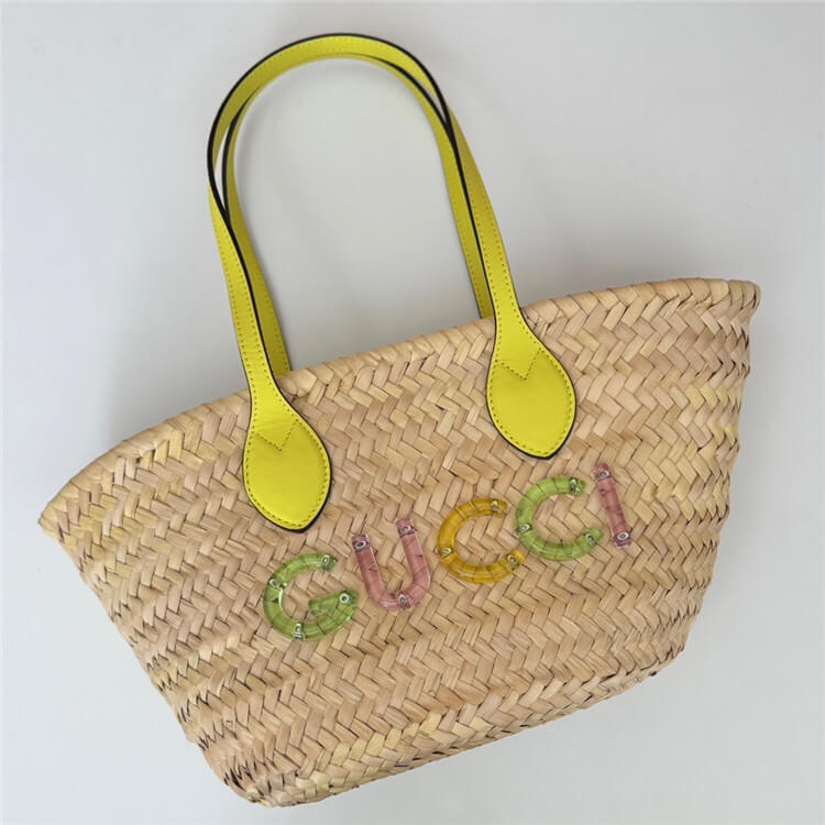 Replica Gucci Mini Straw Tote With Gucci Logo 782381 9AAE6 9563 (5)